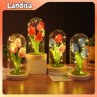 Gift For Women Simulation Tulip Glass Cover Creative Decoration Gift For Valentine's Day Gift