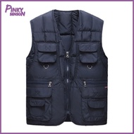Yoewre Fashionable Men Jacket Men Vest Jacket Mens Winter Vest with Multiple Pockets Sleeveless Coat