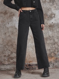 Cider Denim Solid Straight Leg Jeans