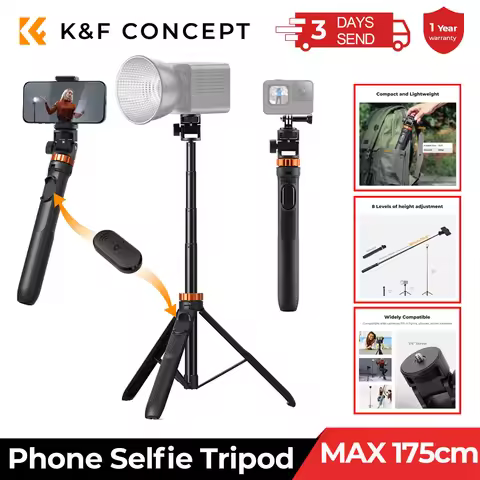 Selfie Stick Compact Tripod K&F CONCEPT 69''/175cm Iphone Selfie Stick Tripod Compact Phone Holder R