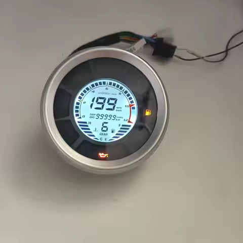 12000RPM 199km/h Motorcycle LCD Digital Speedometer Odometer Tachometer Cylinders Gear Trip Meter Du