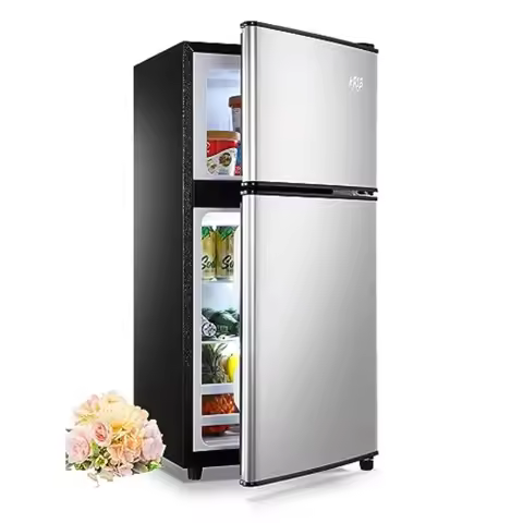 3.5 Cu.Ft Mini FridgeSmall Refrigerator 7 Level Adjustable Thermostat Removable Shelves with Stainle