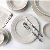 INS Minimal Retro Style Texture Nordic Vintage Ceramic Plate French Minimal Plate Off-White Cream Pl