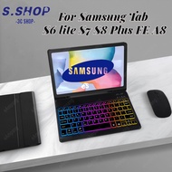 Backlit Keyboard Case Mouse For Samsung Galaxy Tab A8 Tab S6 Lite 10.4inch S7 S8 11inch Plus FE 12.4inch Magnetic Keyboard Case With Pencil holder