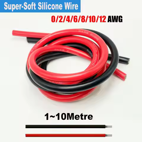 Super Soft Silicone red black Wire 12awg 10awg 8awg 6awg 4awg 2awg 0AWG-50mm² Heat-resistant Car Bat
