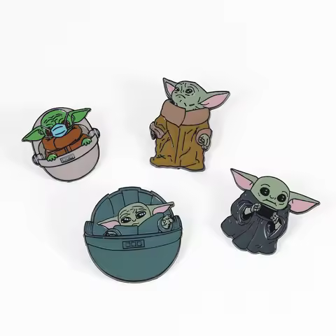 Disney Classic Movie Button Brooch For Bag Fashion Decoration Cute Yoda Baby Grogu Enamel Lapel Pin 