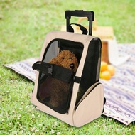 Pet Cat Dog Outdoor Shoulder Double Wheel Trolley Bag Pet Cat Dog Cage Travel Air Bag