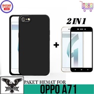 PAKET 2IN1 CASE OPPO A71 SOFT CASE PRO CAMERA FREE TEMPERED GLASS FULL LAYAR