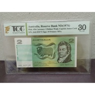 1976 AUSTRALIA 2 DOLLARS BANKNOTES.TQG30VF.
