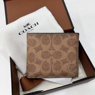 《仙闆名牌精品》COACH 經典 SIGNATURE 三合一 對開 皮夾 短夾 錢包 錢夾 卡夾 卡包