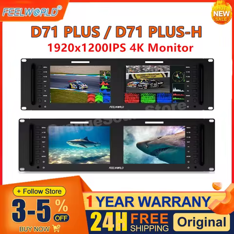 FEELWORLD D71 PLUS / D71 PLUS-H Dual 7" 1920x1200 450cd/m² 3RU Rack Mount Monitor 4K HDMI-compatible