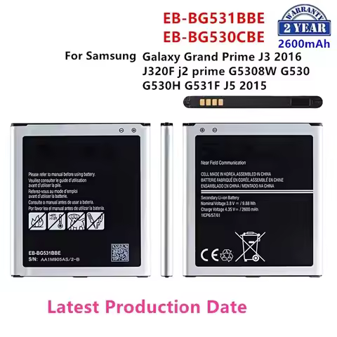Brand New EB-BG531BBE EB-BG530CBE Battery 2600mAh For Samsung Galaxy Grand Prime J3 2016 j2 prime G5
