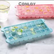 🔥Ready Stock 🔥[24CUBES WITH COVER LID] Silicone Non Stick Ice Cube Tray Baby Food Jelly Mould Storag