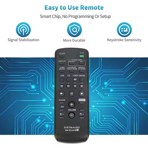 Replace Remote RM-SCU37B for Sony Mini HI-FI Component System LBT-SH2000 SS-SH2000 CMT-BX3 CMT-BX30R
