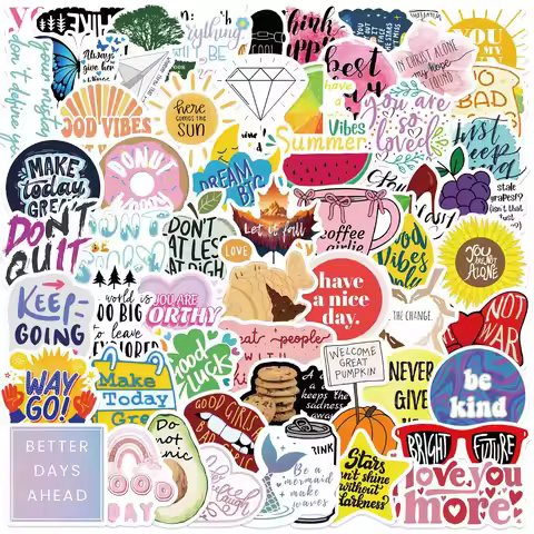 60Pcs Inspirational Quote Stickers Cute Motivational Phrase DIY Stickers Scrapbooking Phone Luggage 