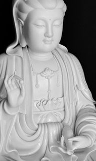 舊藏德化白瓷觀音像連木座
