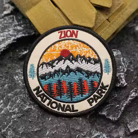 ZION NATIONAL PARK Embroidered Patch with merrow border, Sewable Applique for Clothing and Accessori