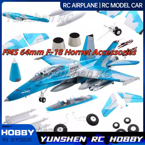 Fms 64mm F-18 Hornet Accessories Body Main Wings Flat Tail Vertical Tail Headcover Missile Fuel Tank