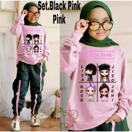 Black Pink Kid Training Suit 7-10 Years/Teenager Suit/Casual Children's Suit/Korean Haul Set/Latest 