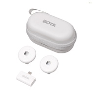 BOYA Omic-U-W Wireless Microphone System with 1 Receiver + 2 Transmitters + 1 Charging Box 50M Transmission Range Built-in Battery Replacement for Android Phones Computer Laptop C