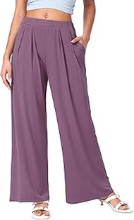 Wide Leg Palazzo Pants for Women with Pockets Elastic Business Causal Pants Women Summer for Beach T