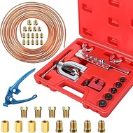 WILLBOND 31 Pcs Double and Single Flaring Tool Kit and 25' 3/16 Brake Line Replacement Tubing Coil a