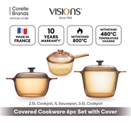 Visions Covered Cookware - 1L Saucepan, 2.5L Cookpot, 3.5L Cookpot