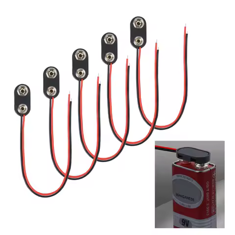 5PCS I-Type 9V Battery Connector 9 Volt Battery Clip 9V Battery Clip Connector with Wire and Hard Bu