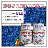 BLUE FLAKE • Epoxy Flake Coating Set • Refurnishing Floor • No Hacking • Waterproofing