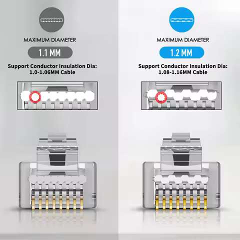 Hoolnx RJ45 Connector CAT6A CAT6 Pass Through Modular PLugs STP Shielded 50U Gold Plated Ethernet En