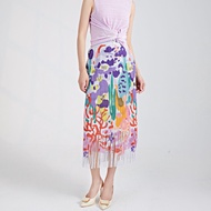 ☎☑✌ Aiden001 Average sizeTassel Women Summer High Waist Slim High Elastic Pleated Hip Skirt Mid-Leng