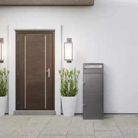 Large Steel Freestanding Floor Parcel Package Drop with Locking Letterbox Drop Mail Box with Multi C
