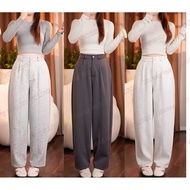 (3 length versions) Women's loose-fitting button-down bomber pants - Loose-form 2-Da sweatpants that