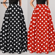 Skirt Polkadots Tema Retro 60an 70an Saloma Pramlee Polka Dot High Waist Party Swing Pleated Dinner 