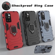 Shockproof Ring Back Cover For Xiaomi Mi Redmi10 Redmi Note10 Note10s Note10Pro Redmi 10 Note 10 S 10S 10Pro 4G 5G Mecha Style Hard Stand Phone Case Black Bracket Cases Magnetic Car Holder Casing Anti fall Non slip