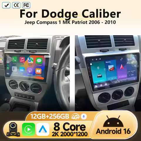 Android 16 For Dodge Caliber Jeep Compass 1 MK Patriot 2006 2007 2008 2009 2010 Car Radio Multimedia