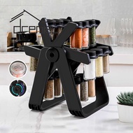 Dremel Ferris Wheel Rotatable Glass Seasoning Rack Set Seasoning Spice Jar 18 Cans Rak Berputar Peny