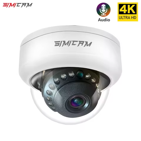 4K Video Surveillance Camera POE Doms Dome IP Onvif Audio 48V POE/DC 12V 4MP/5MP/8MP Night Vision CC