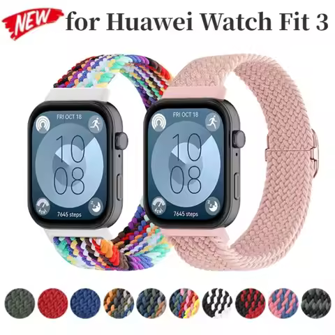 New Soft ​Nylon Braided Strap for Huawei Watch Fit 3 Adjustable Buckle Wristband Bracelet Loop for H