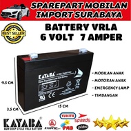 KAYABA BATTERY CENTER 6 VOLT 7 AMPER MOTORCYCLE CAR BATTERY CHILDREN'S BATTERY PMB PLIKO 6V 7AH