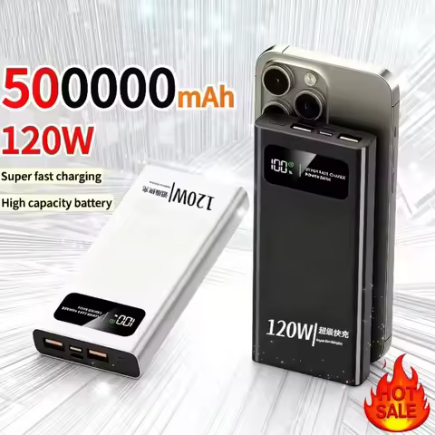 New 500000mAh Power Bank High Capacity Super Fast Charging Battery Digital Display Power Bank For iP