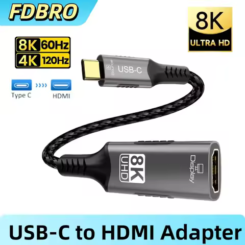 TYPE C to HDMI 8K/4K Adapter 8K@60Hz 4K@120HzUSB C USB3.1 Male to HDTV Female Converter Cable for La