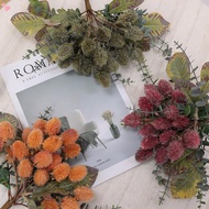 10‑Heads Artificial Eryngium Banksia Flower, Bendable Iron Wire Plastic Fake Thistle Flower, Rustic 