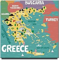 Greece Map Fridge Magnet Square Locker Magnet Athens Travel Souvenir Thessaloniki