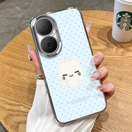 READY STOCK For Xiaomi Poco C71 Blue Wave Point Cat CHST Cartoon Case All-Round 4-Corner Anti-Fall B