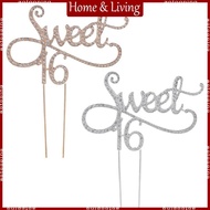 AOTO Sweet 16 Cake Topper 16th Birthday Party Themes With for Rhinestone Decoration A