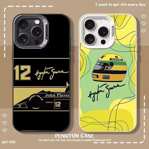 Ayrton S-Senna H-Helmet F-F1 Phone Case For IPhone 16 15 14 13 12 11 Mini Pro MAX Gray Silver Drop M
