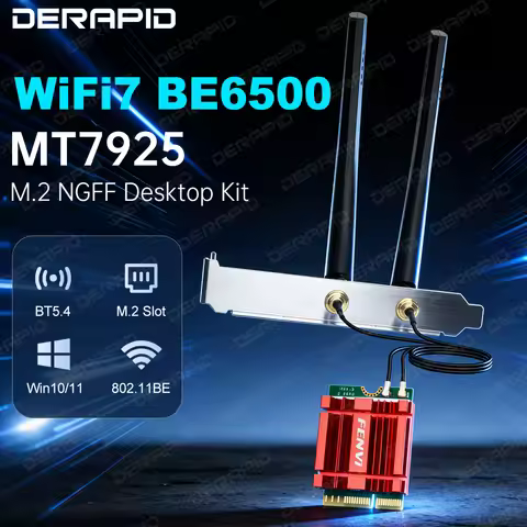 WiFi 7 BE6500 MT7925 Triple Band BT5.4 M.2 NGFF 6500Mbps Desktop Wireless Adapter 802.11be Network C