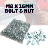 【Happyhome66】Skru Rak Besi Lubang/SLOTTED ANGLE BAR ZINC PLATED M8 x 16MM BOLT & NUT(PACKING)/Slotte