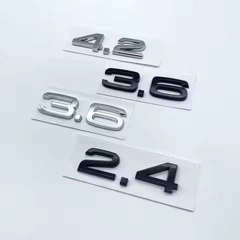 4.2 3.6 2.4 3D Metal Chrome Black Letters Numbers Emblem Car RearTrunk Badge Sticker Accessories For